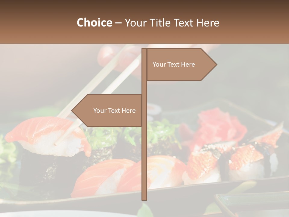 A Person Holding Chopsticks Over A Plate Of Sushi PowerPoint Template