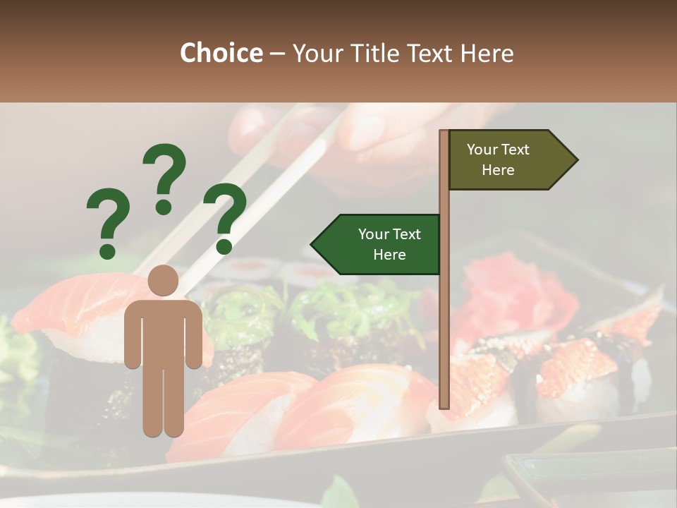 A Person Holding Chopsticks Over A Plate Of Sushi PowerPoint Template