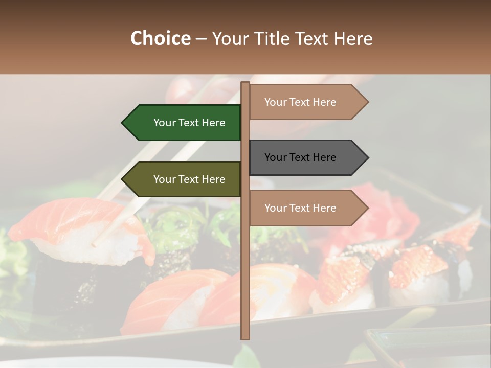 A Person Holding Chopsticks Over A Plate Of Sushi PowerPoint Template