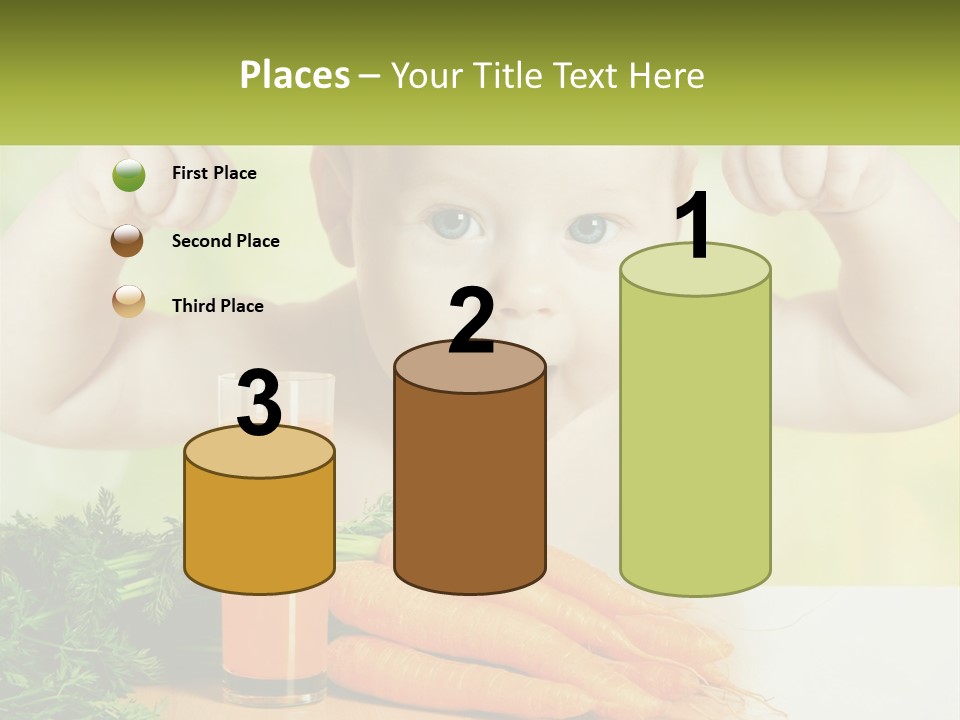 A Baby With Carrots And A Glass Of Orange Juice PowerPoint Template