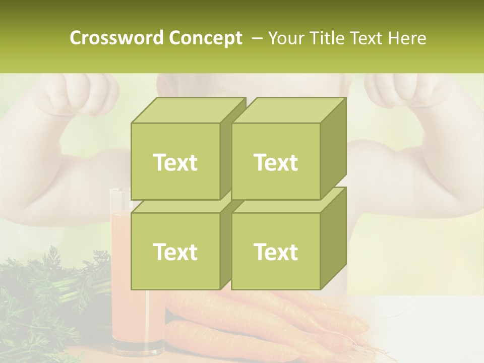A Baby With Carrots And A Glass Of Orange Juice PowerPoint Template