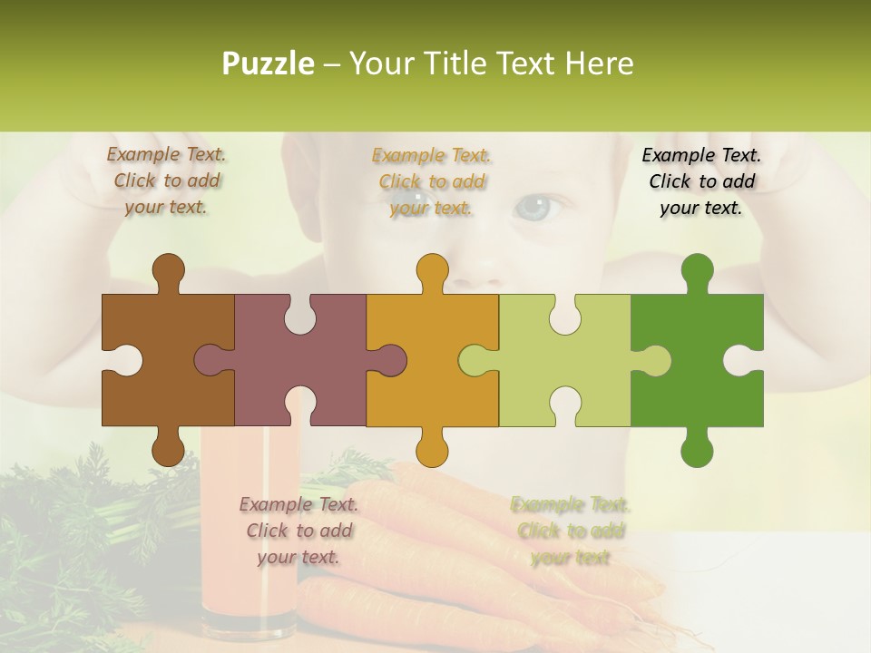 A Baby With Carrots And A Glass Of Orange Juice PowerPoint Template