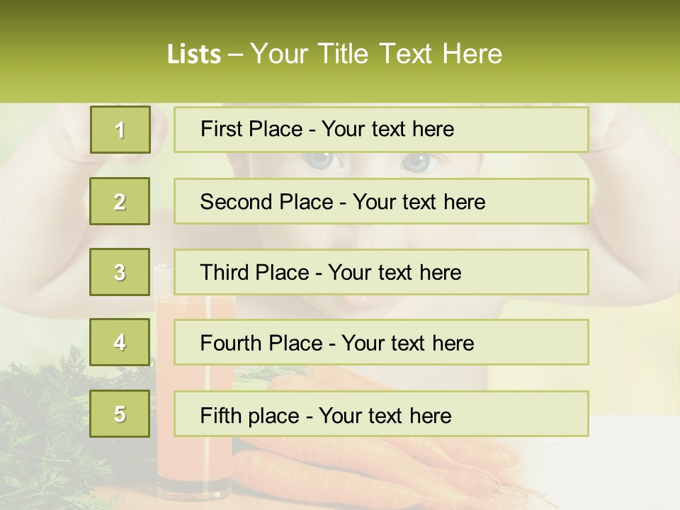 A Baby With Carrots And A Glass Of Orange Juice PowerPoint Template