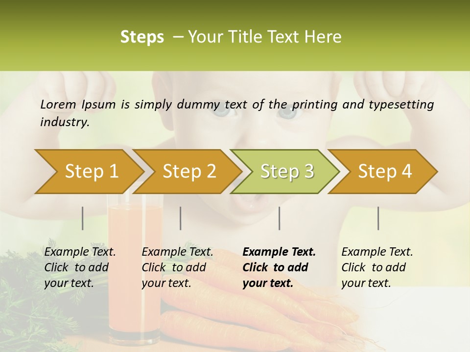 A Baby With Carrots And A Glass Of Orange Juice PowerPoint Template