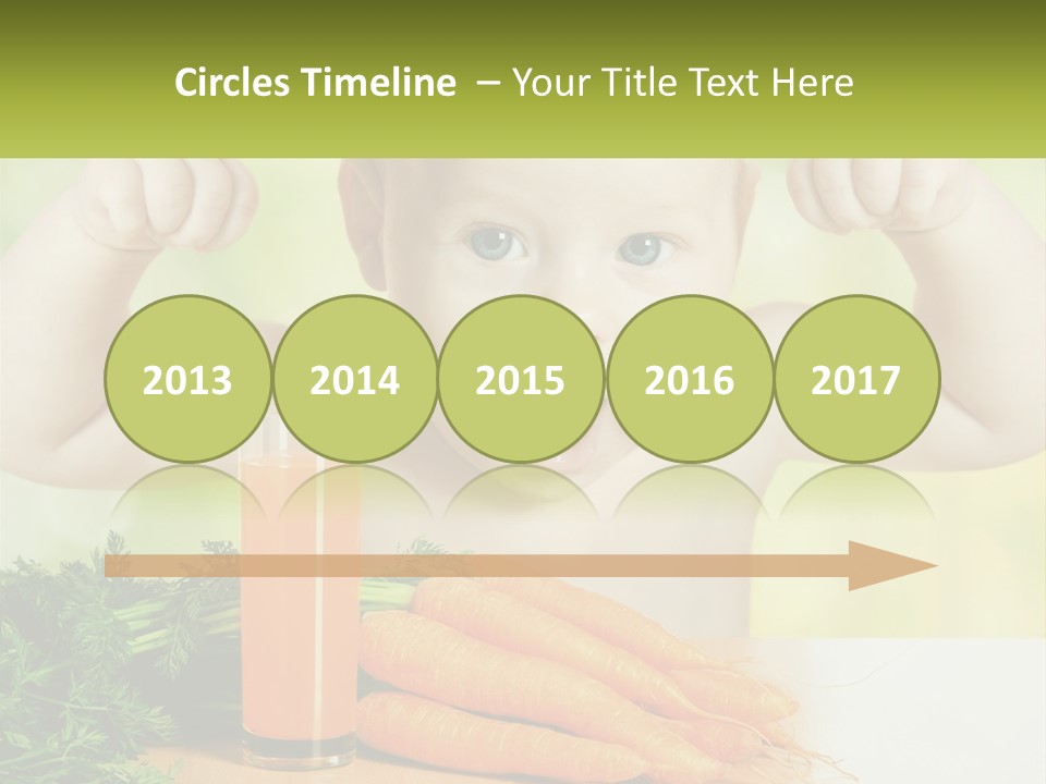 A Baby With Carrots And A Glass Of Orange Juice PowerPoint Template