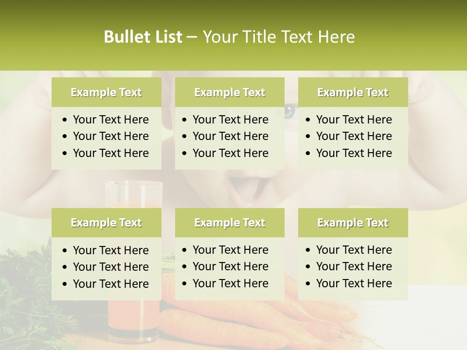 A Baby With Carrots And A Glass Of Orange Juice PowerPoint Template