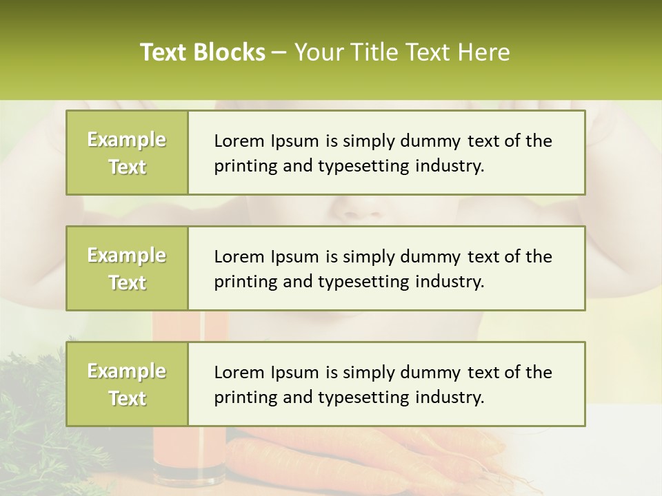 A Baby With Carrots And A Glass Of Orange Juice PowerPoint Template