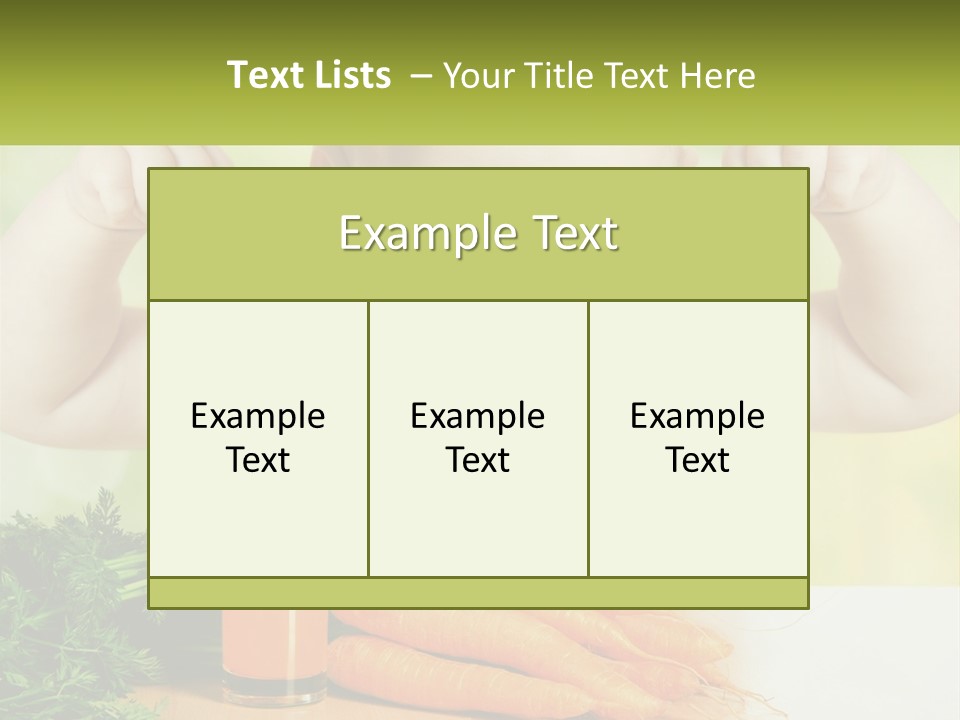 A Baby With Carrots And A Glass Of Orange Juice PowerPoint Template