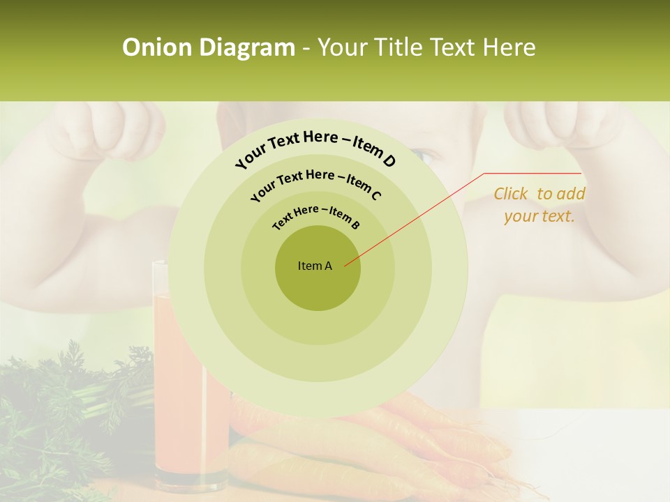 A Baby With Carrots And A Glass Of Orange Juice PowerPoint Template