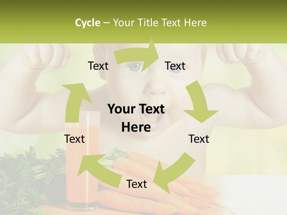 A Baby With Carrots And A Glass Of Orange Juice PowerPoint Template