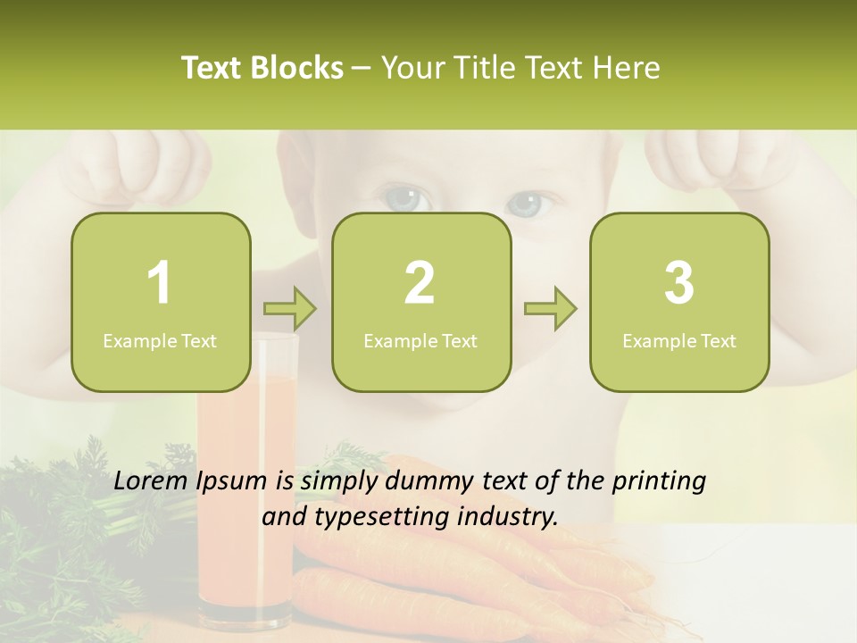 A Baby With Carrots And A Glass Of Orange Juice PowerPoint Template
