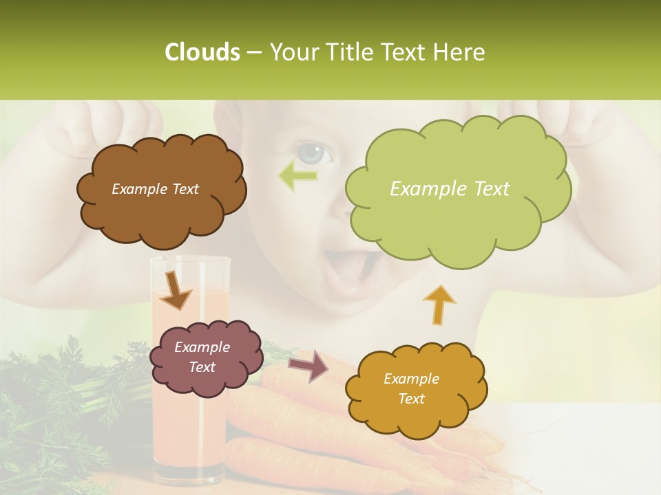 A Baby With Carrots And A Glass Of Orange Juice PowerPoint Template