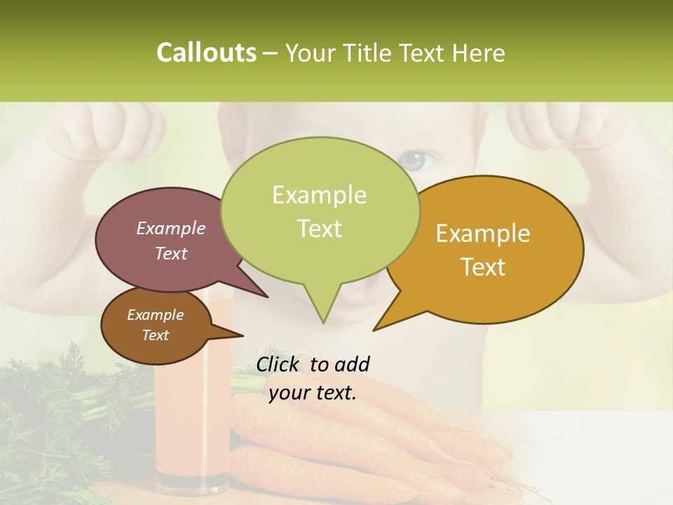 A Baby With Carrots And A Glass Of Orange Juice PowerPoint Template