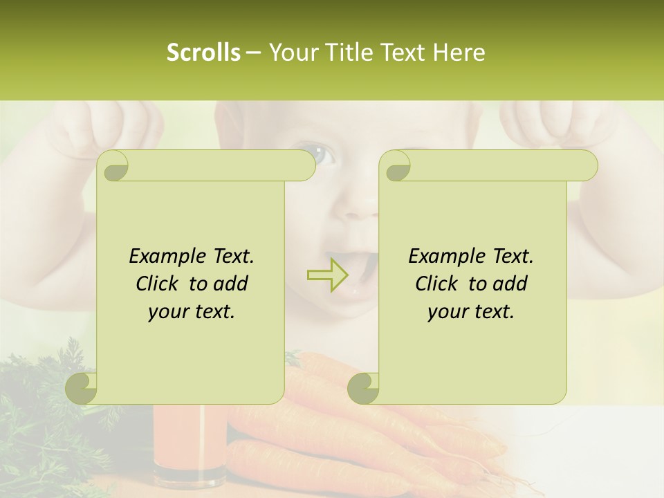 A Baby With Carrots And A Glass Of Orange Juice PowerPoint Template