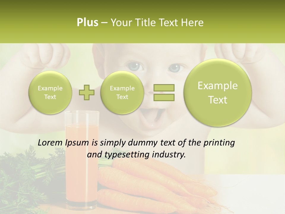 A Baby With Carrots And A Glass Of Orange Juice PowerPoint Template