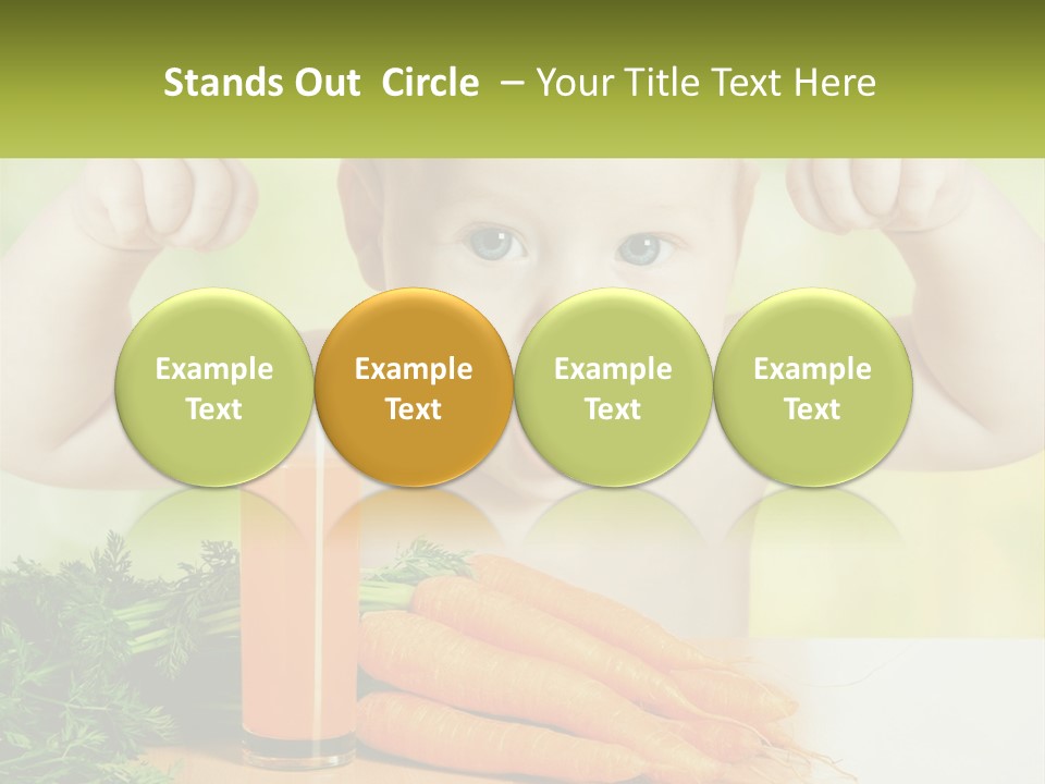 A Baby With Carrots And A Glass Of Orange Juice PowerPoint Template