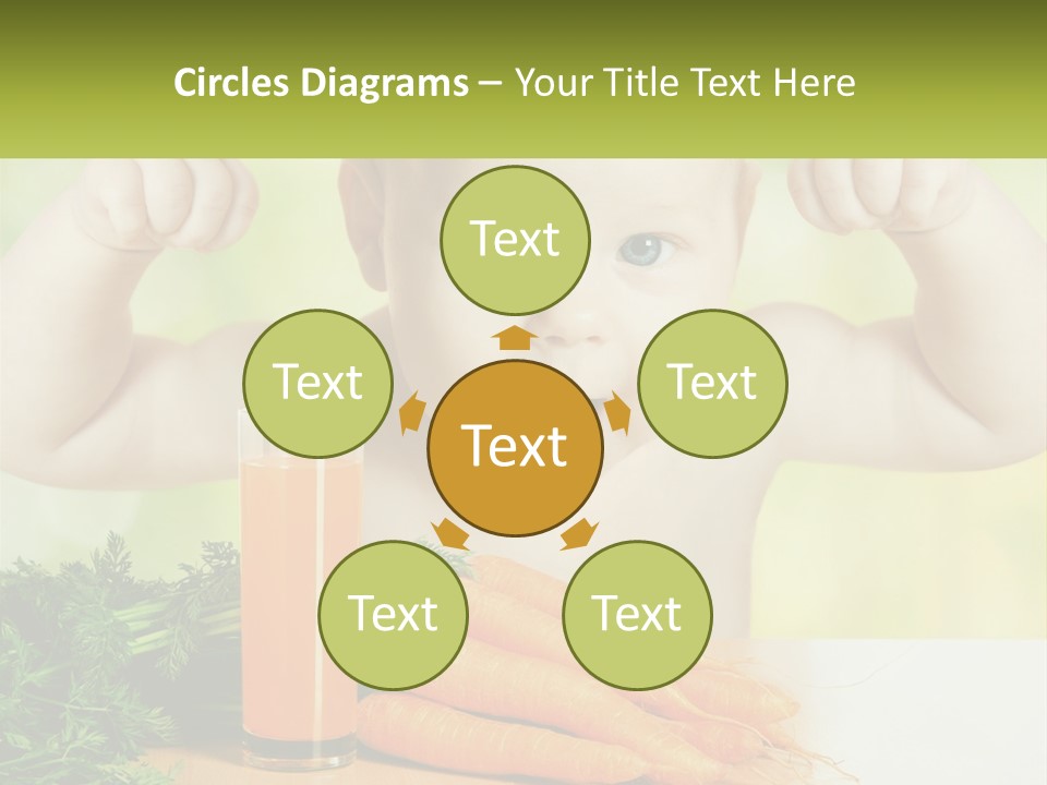 A Baby With Carrots And A Glass Of Orange Juice PowerPoint Template