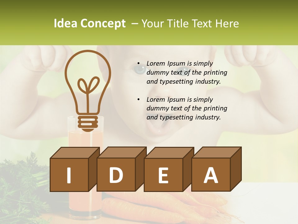 A Baby With Carrots And A Glass Of Orange Juice PowerPoint Template