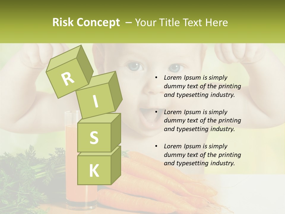 A Baby With Carrots And A Glass Of Orange Juice PowerPoint Template