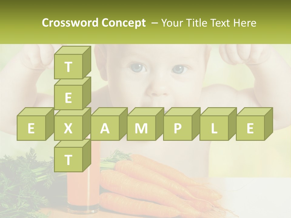 A Baby With Carrots And A Glass Of Orange Juice PowerPoint Template