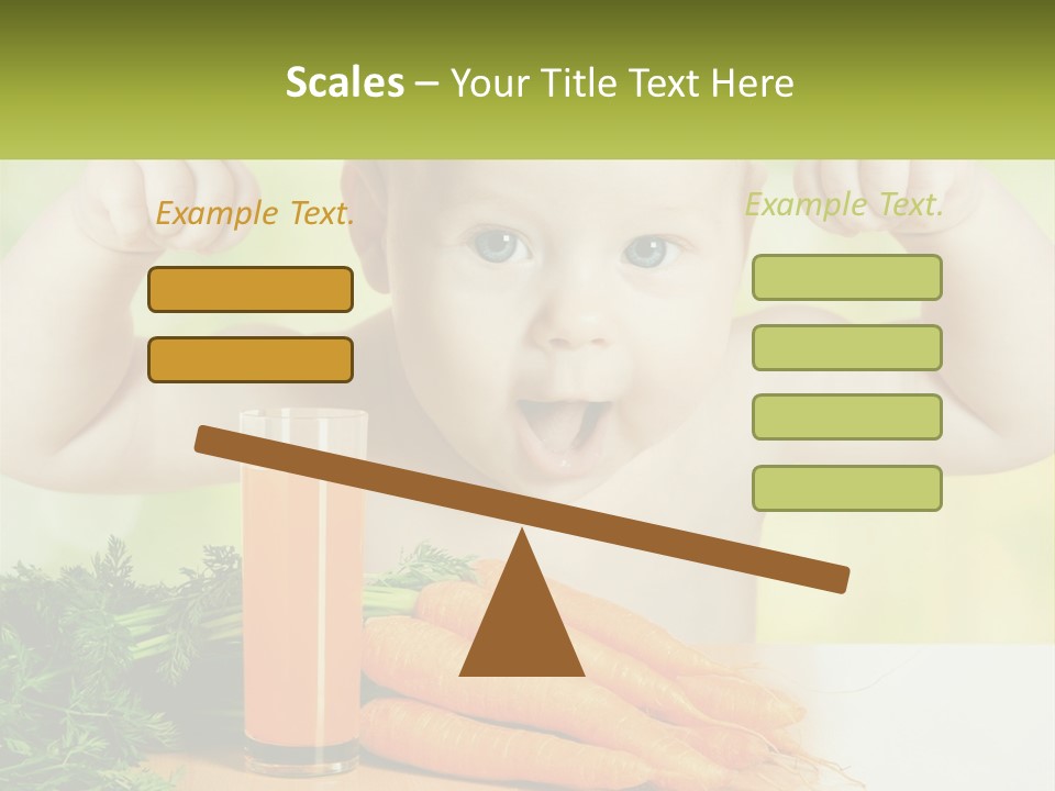 A Baby With Carrots And A Glass Of Orange Juice PowerPoint Template
