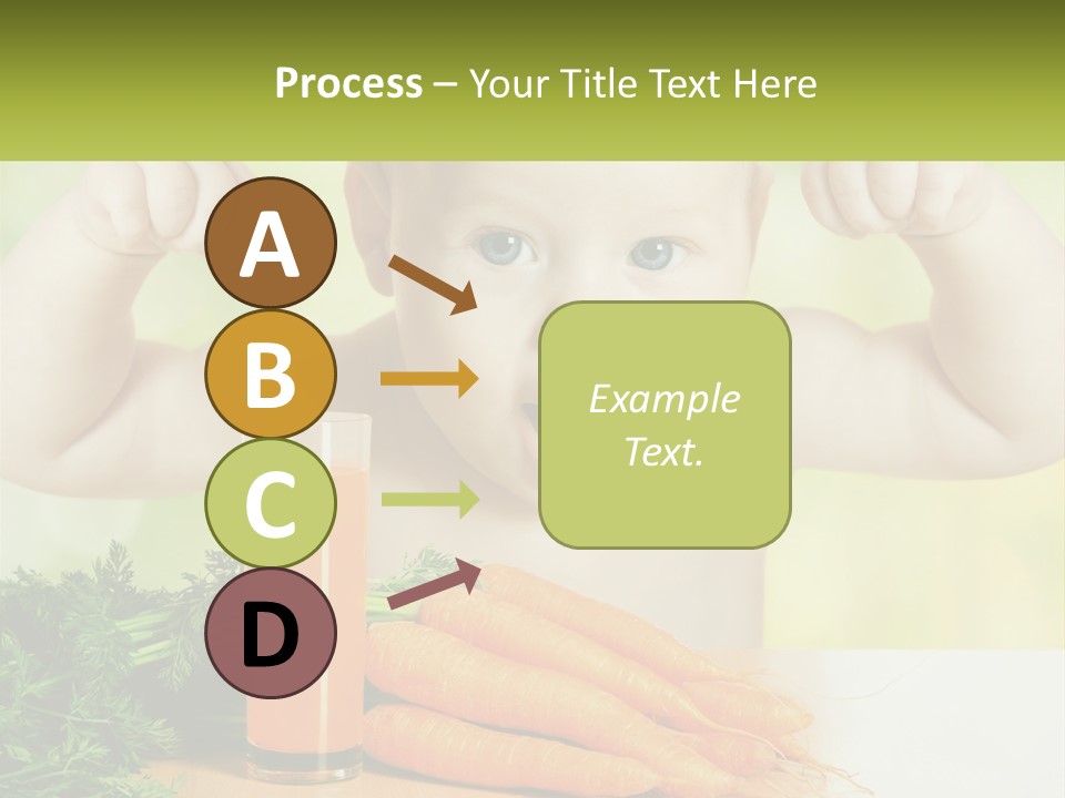 A Baby With Carrots And A Glass Of Orange Juice PowerPoint Template