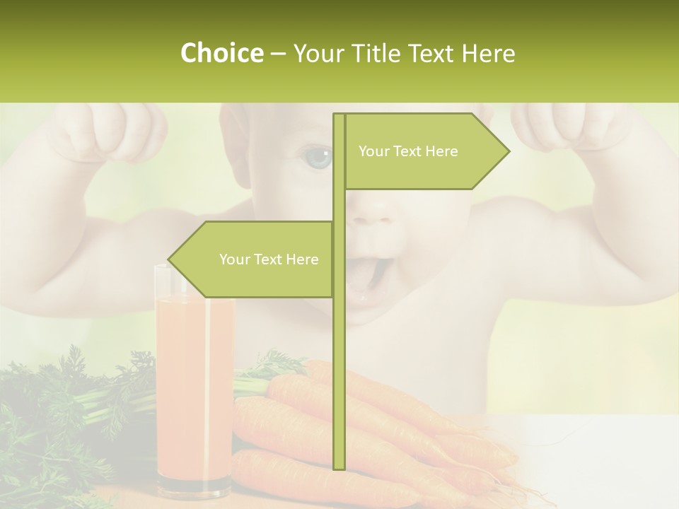 A Baby With Carrots And A Glass Of Orange Juice PowerPoint Template