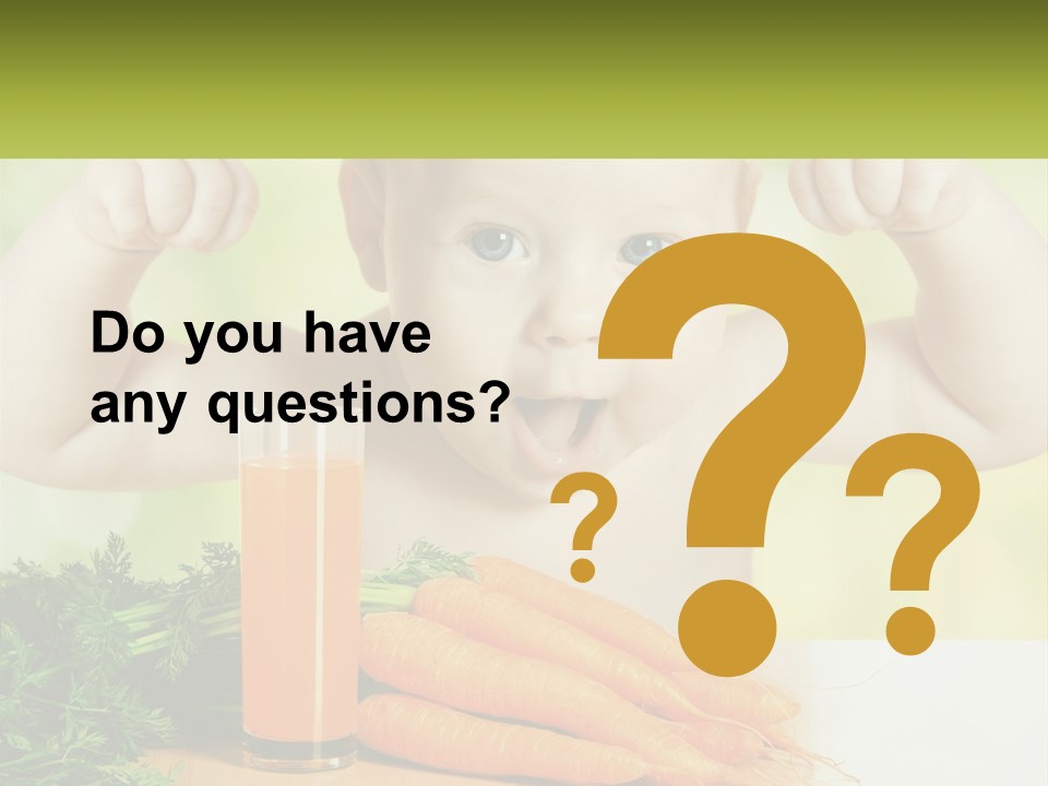 A Baby With Carrots And A Glass Of Orange Juice PowerPoint Template