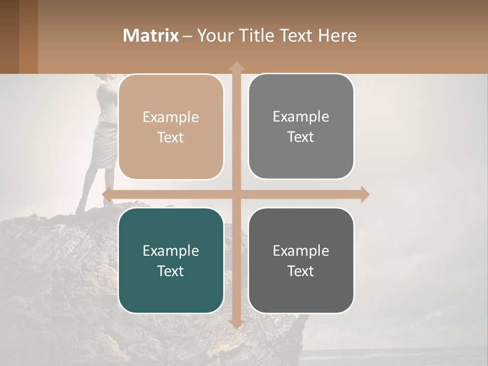 A Woman Standing On Top Of A Rock With A Telescope PowerPoint Template