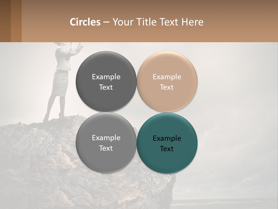 A Woman Standing On Top Of A Rock With A Telescope PowerPoint Template