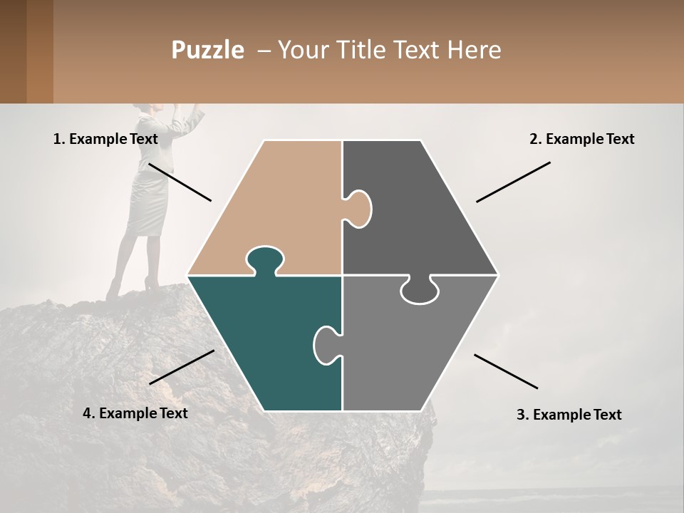 A Woman Standing On Top Of A Rock With A Telescope PowerPoint Template