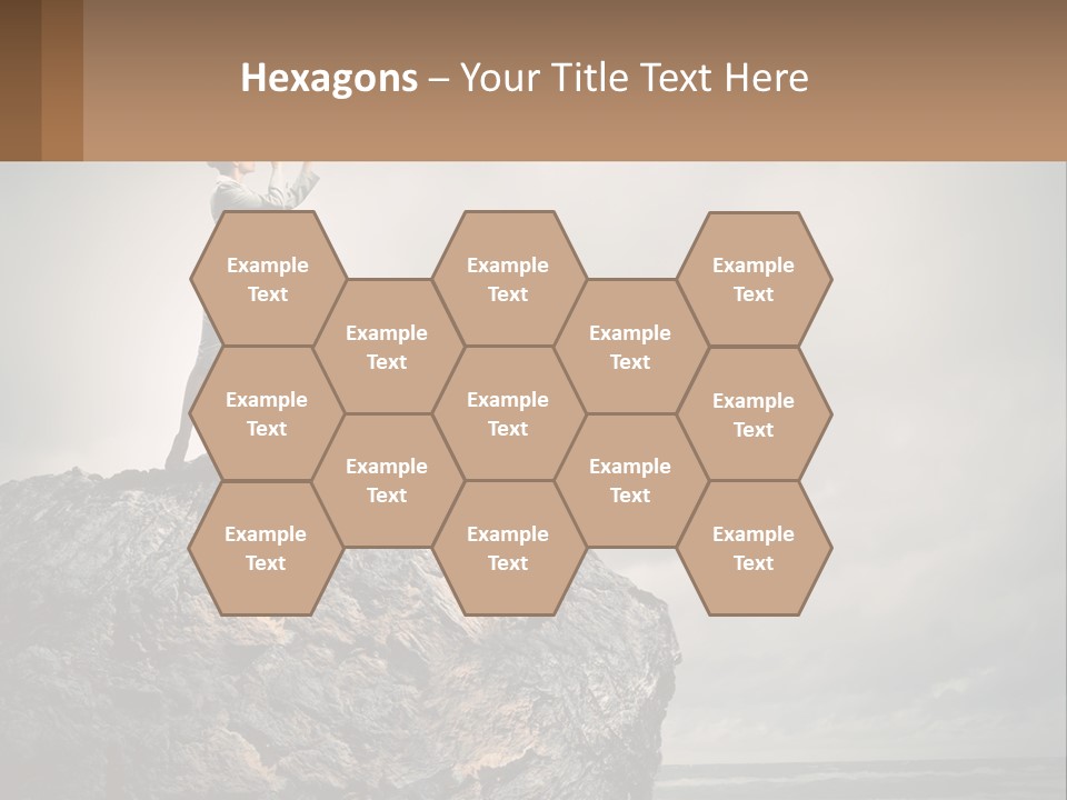 A Woman Standing On Top Of A Rock With A Telescope PowerPoint Template