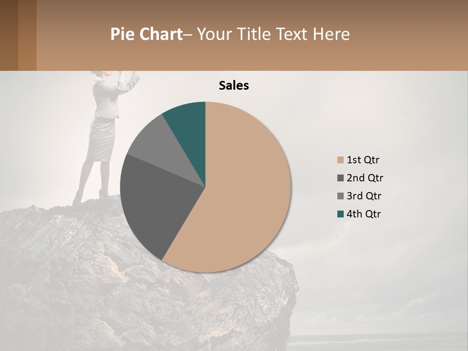A Woman Standing On Top Of A Rock With A Telescope PowerPoint Template