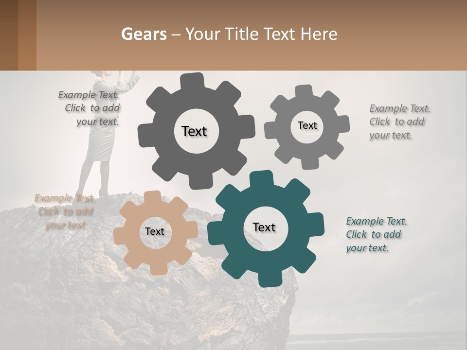 A Woman Standing On Top Of A Rock With A Telescope PowerPoint Template
