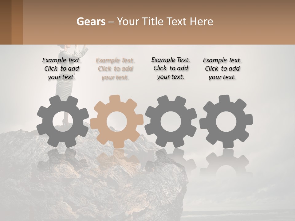 A Woman Standing On Top Of A Rock With A Telescope PowerPoint Template