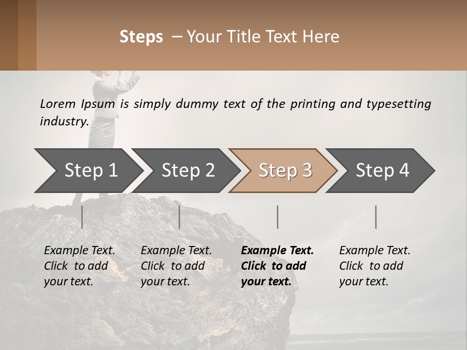 A Woman Standing On Top Of A Rock With A Telescope PowerPoint Template