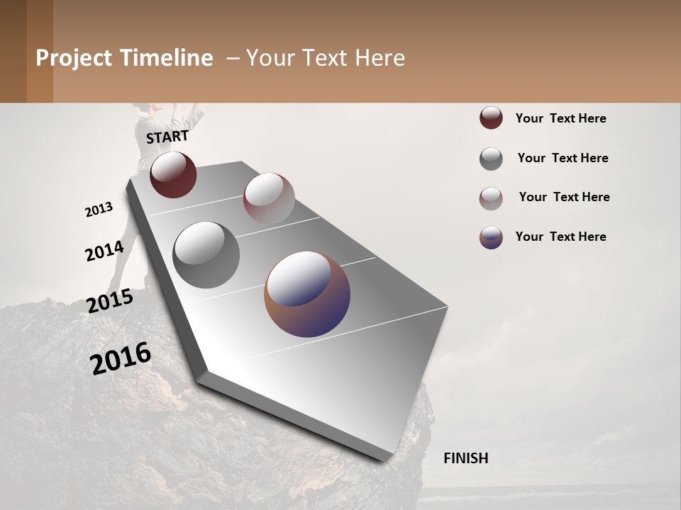 A Woman Standing On Top Of A Rock With A Telescope PowerPoint Template