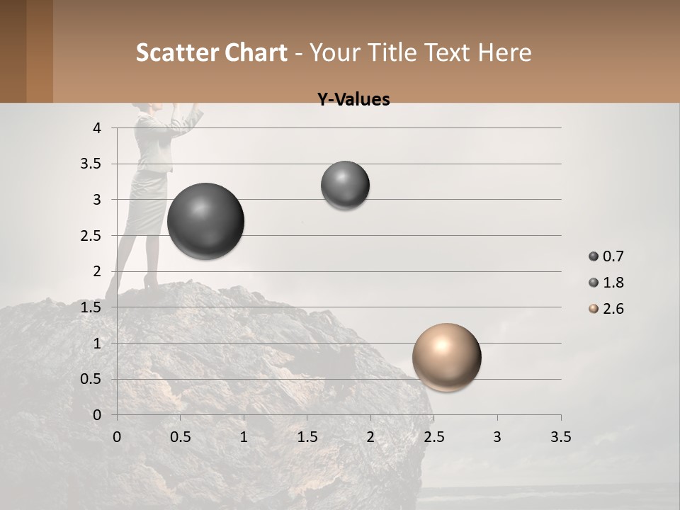 A Woman Standing On Top Of A Rock With A Telescope PowerPoint Template
