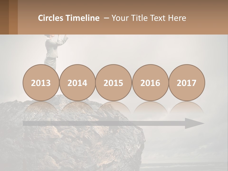 A Woman Standing On Top Of A Rock With A Telescope PowerPoint Template