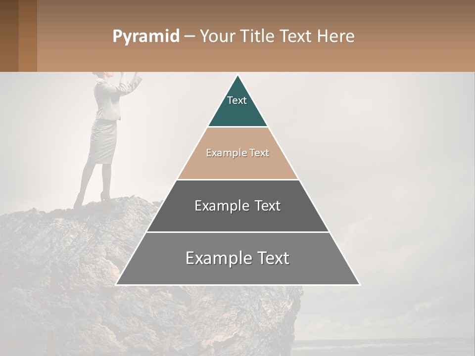 A Woman Standing On Top Of A Rock With A Telescope PowerPoint Template