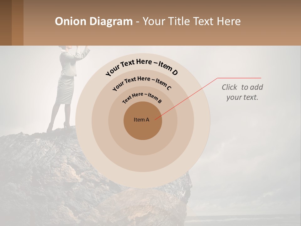 A Woman Standing On Top Of A Rock With A Telescope PowerPoint Template