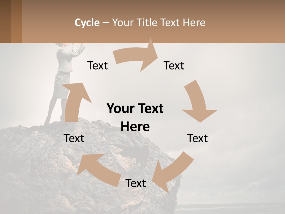 A Woman Standing On Top Of A Rock With A Telescope PowerPoint Template