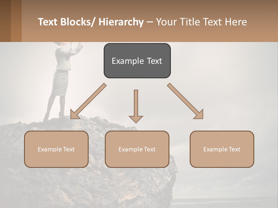 A Woman Standing On Top Of A Rock With A Telescope PowerPoint Template