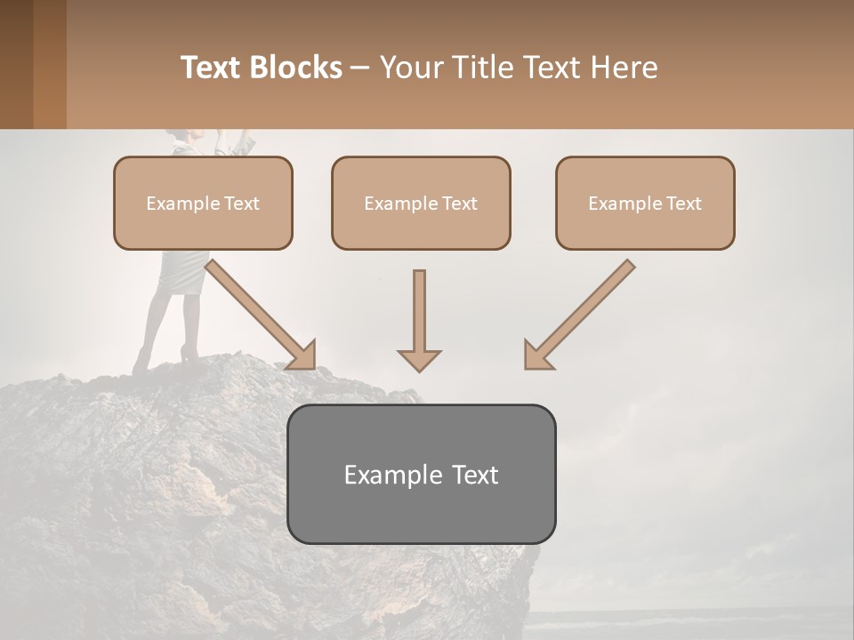 A Woman Standing On Top Of A Rock With A Telescope PowerPoint Template