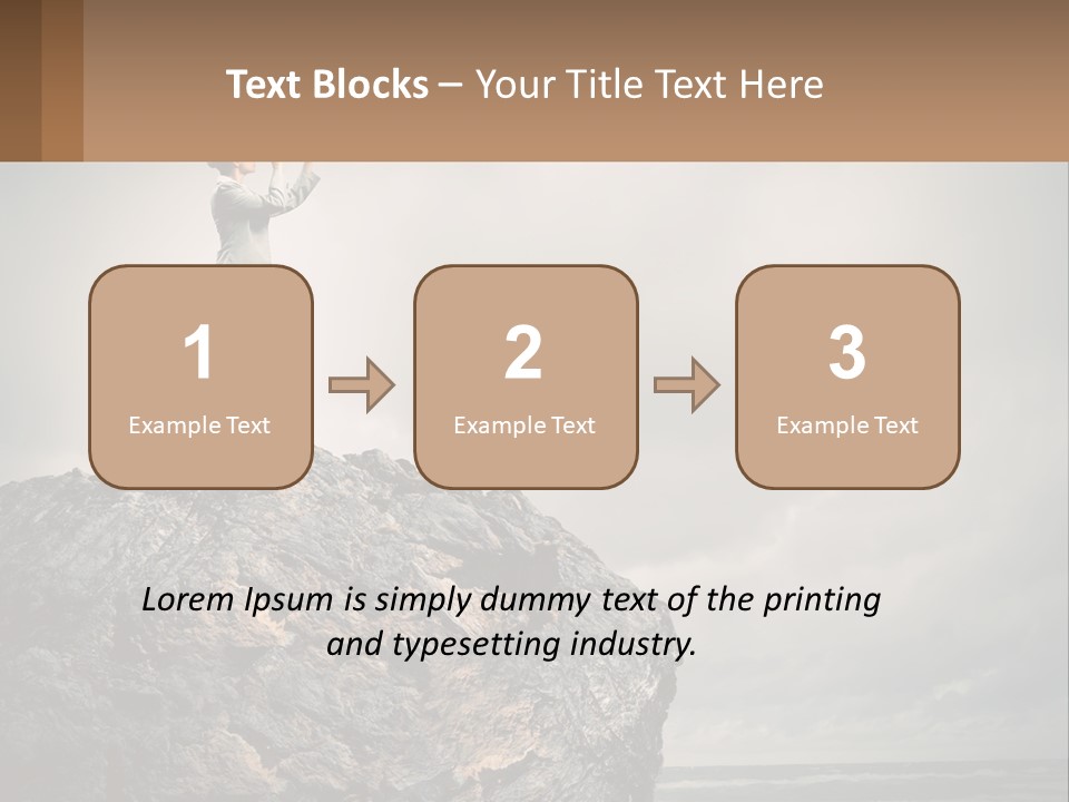 A Woman Standing On Top Of A Rock With A Telescope PowerPoint Template