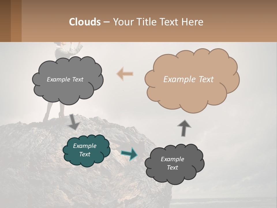 A Woman Standing On Top Of A Rock With A Telescope PowerPoint Template