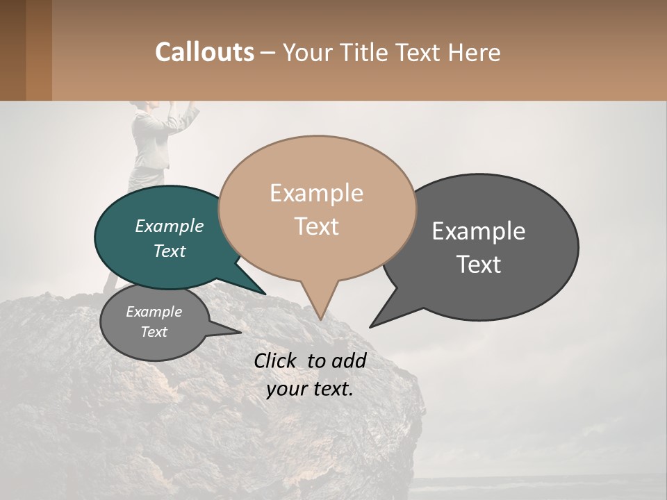 A Woman Standing On Top Of A Rock With A Telescope PowerPoint Template