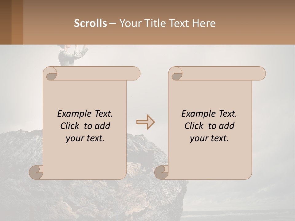 A Woman Standing On Top Of A Rock With A Telescope PowerPoint Template