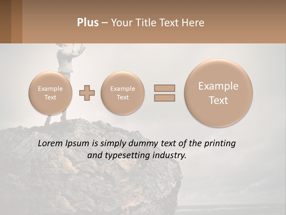 A Woman Standing On Top Of A Rock With A Telescope PowerPoint Template
