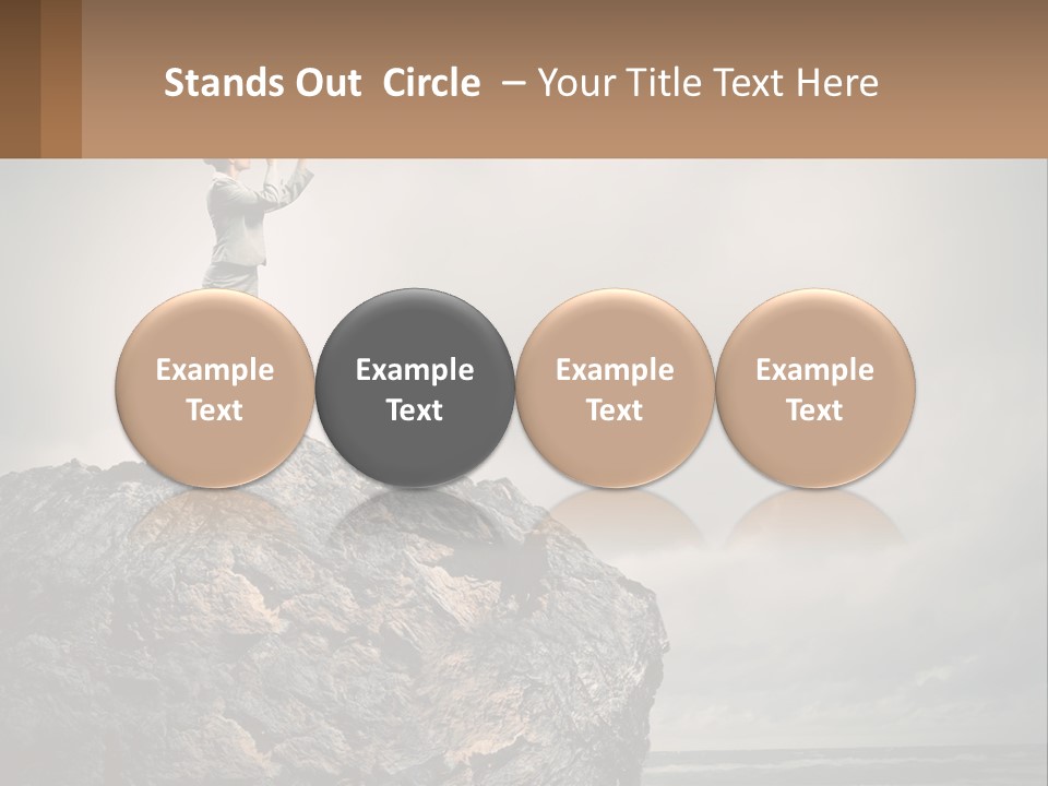 A Woman Standing On Top Of A Rock With A Telescope PowerPoint Template